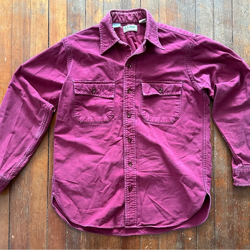 Vintage USA-Made L.L. Bean Chamois Cloth Shirt – Burgundy – Men’s 15 (M)